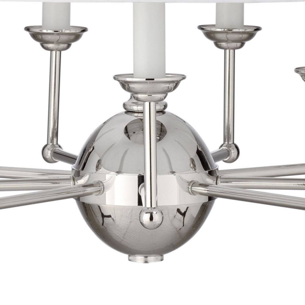 Wildwood Jermyn Large Chandelier With Off-White Silkette Shade, 9-Light Polished Nickel, Bold Architectural Glow 65710