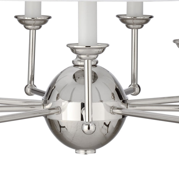Wildwood Jermyn Large Chandelier With Off-White Silkette Shade, 9-Light Polished Nickel, Bold Architectural Glow 65710