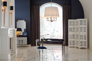 Wildwood Jermyn Large Chandelier With Off-White Silkette Shade, 9-Light Polished Nickel, Bold Architectural Glow 65710