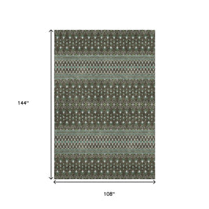 HomeRoots 9' Tribal Washable Area Rug in Brown & Taupe - Durable, UV-Protected, Perfect for Busy Homes! 657100