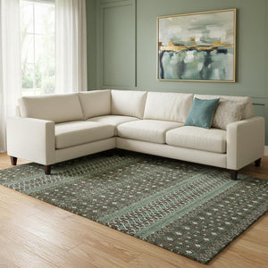 HomeRoots 9' Tribal Washable Area Rug in Brown & Taupe - Durable, UV-Protected, Perfect for Busy Homes! 657100
