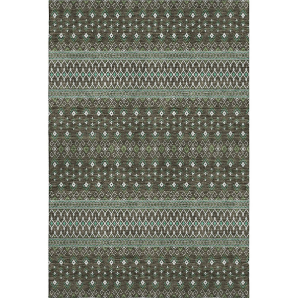 HomeRoots 9' Tribal Washable Area Rug in Brown & Taupe - Durable, UV-Protected, Perfect for Busy Homes! 657100