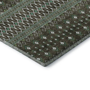 HomeRoots 9' Tribal Washable Area Rug in Brown & Taupe - Durable, UV-Protected, Perfect for Busy Homes! 657100