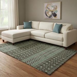 HomeRoots 9' Tribal Washable Area Rug in Brown & Taupe - Durable, UV-Protected, Perfect for Busy Homes! 657100