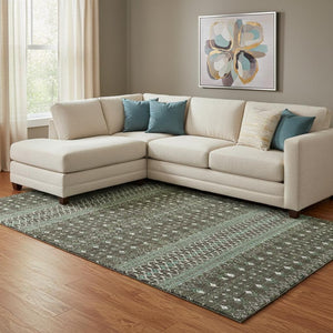 HomeRoots 10' X 14' Brown And Taupe Tribal Area Rug - Washable, UV Protected, Perfect for Busy Homes & Pets 657101