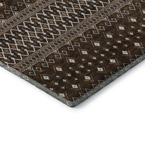HomeRoots 5' X 8' Chocolate and Ivory Tribal Area Rug - Durable, Stain-Resistant, UV Protected for Homes 657103
