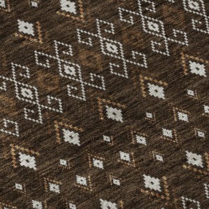 HomeRoots 5' X 8' Chocolate and Ivory Tribal Area Rug - Durable, Stain-Resistant, UV Protected for Homes 657103