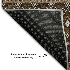 HomeRoots 8' Chocolate and Ivory Tribal Round Rug - Durable, Washable, UV-Protected for High Traffic Areas 657104