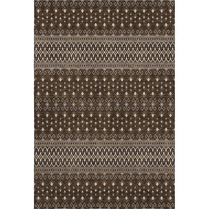 HomeRoots 9' X 12' Chocolate & Ivory Tribal Area Rug - Washable, UV-Protected, Stylish & Durable for Homes 657106