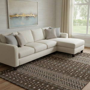 HomeRoots 10' X 14' Chocolate Tribal Area Rug - Stylish, Washable, UV Protected, Durable & Perfect for Busy Homes 657107