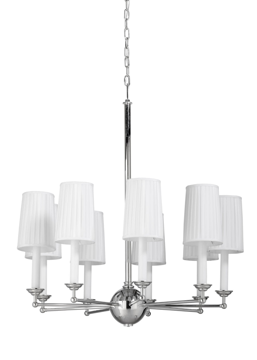 Wildwood Jermyn Double-Tier Chandelier With 15 Lights, Polished Nickel & Silkette Shades For Grand Entryways 41h x 36w x 36d 65711