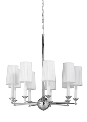 Wildwood Jermyn Double-Tier Chandelier With 15 Lights, Polished Nickel & Silkette Shades For Grand Entryways 41h x 36w x 36d 65711