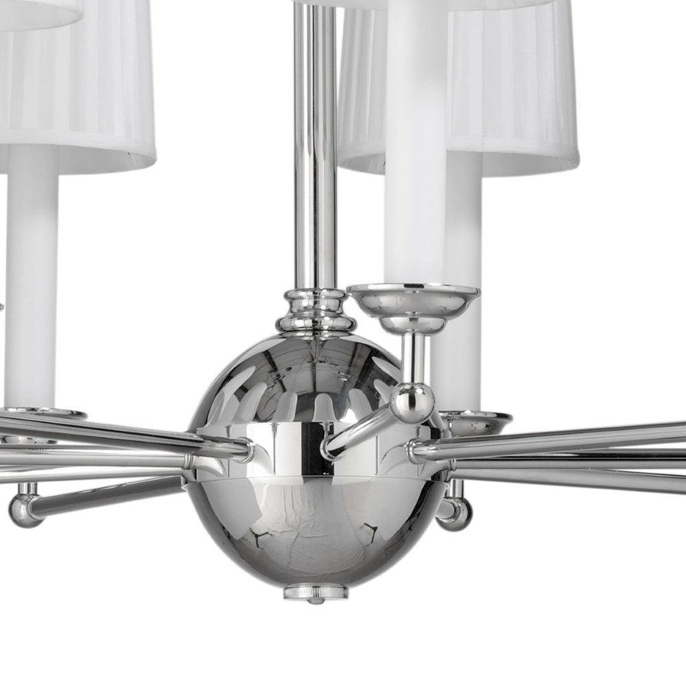 Wildwood Jermyn Double-Tier Chandelier With 15 Lights, Polished Nickel & Silkette Shades For Grand Entryways 41h x 36w x 36d 65711