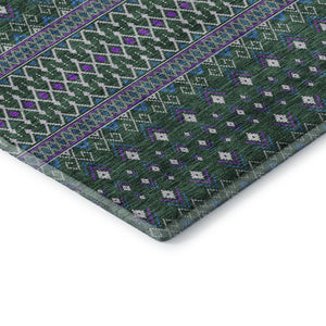 HomeRoots 8' Vibrant Tribal Round Rug with UV Protection - Washable, Stain-Resistant, Perfect for High-Traffic Areas 657110