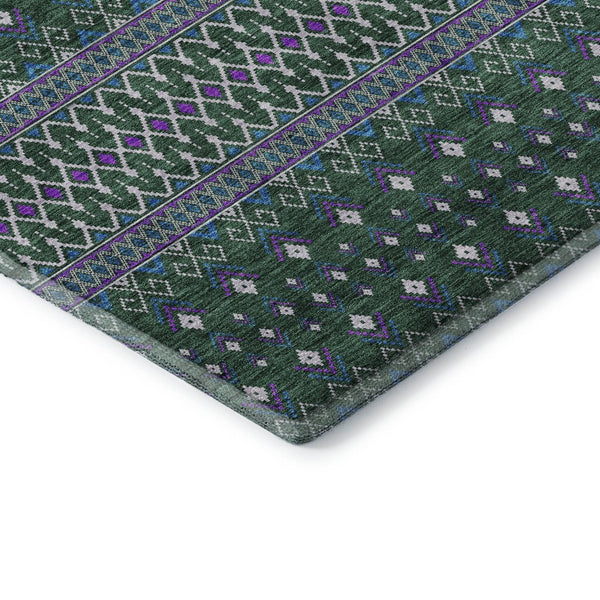 HomeRoots 8' Vibrant Tribal Round Rug with UV Protection - Washable, Stain-Resistant, Perfect for High-Traffic Areas 657110