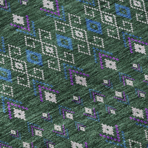 HomeRoots 8' Vibrant Tribal Round Rug with UV Protection - Washable, Stain-Resistant, Perfect for High-Traffic Areas 657110