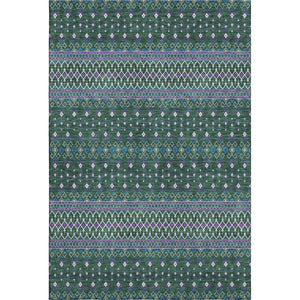 HomeRoots 9' X 12' Tribal Area Rug in Vibrant Green, Purple & Blue - Washable, UV-Protected, Perfect for Any Space! 657112