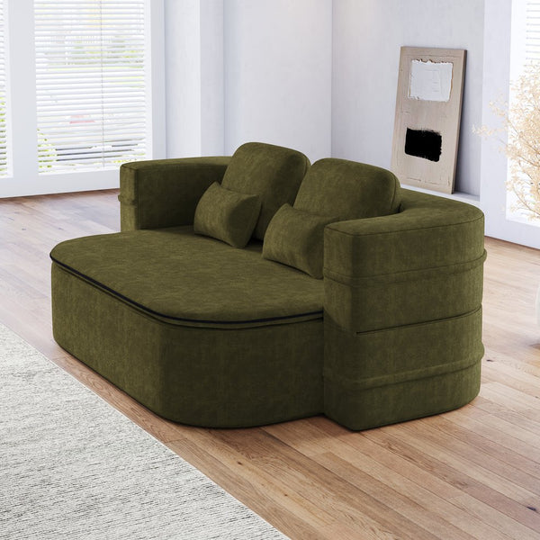 English Elm 75''2-In-1 Foldable Sofa Bed - Versatile Chenille Sleeper With Integrated Blanket For Small Spaces W834P317052