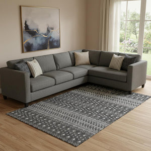 HomeRoots 8' X 10' Gray and Silver Tribal Area Rug - Washable, UV Protected, Stylish & Durable for High Traffic Areas 657117