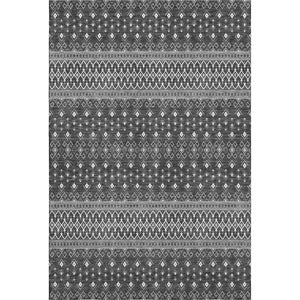 HomeRoots 9' X 12' Gray and Silver Tribal Area Rug - Washable, UV Protected, Perfect for Modern Homes! 657118
