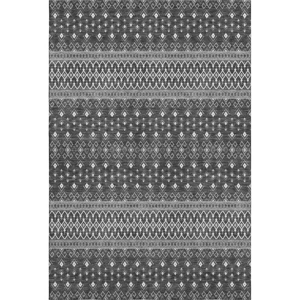 HomeRoots 9' X 12' Gray and Silver Tribal Area Rug - Washable, UV Protected, Perfect for Modern Homes! 657118