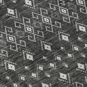 HomeRoots 9' X 12' Gray and Silver Tribal Area Rug - Washable, UV Protected, Perfect for Modern Homes! 657118
