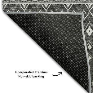 HomeRoots 10' Tribal Area Rug - Gray & Silver, Washable with UV Protection for Modern Living Spaces & Durability 657119