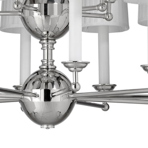 Wildwood Jermyn Double-Tier Chandelier With 15 Lights, Polished Nickel & Silkette Shades For Grand Entryways 42h x 36w x 36d 65712