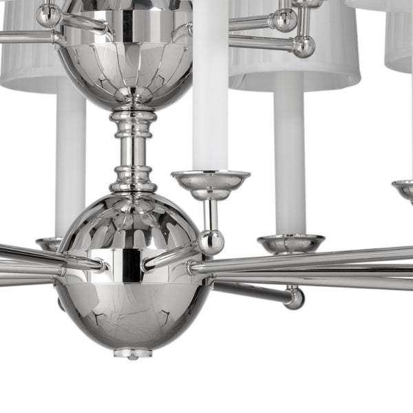 Wildwood Jermyn Double-Tier Chandelier With 15 Lights, Polished Nickel & Silkette Shades For Grand Entryways 42h x 36w x 36d 65712