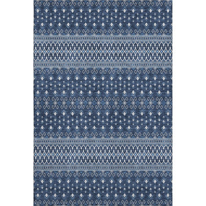 HomeRoots 10' X 14' Navy Blue Tribal Area Rug – Washable, UV Protected & Stain Resistant for Family Spaces 657125