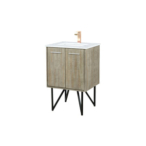 English Elm Rustic Acacia Bath Vanity 24" W With White Quartz Top & Rose Gold Faucet, Stylish Storage Solution B2731P259592-GIGA