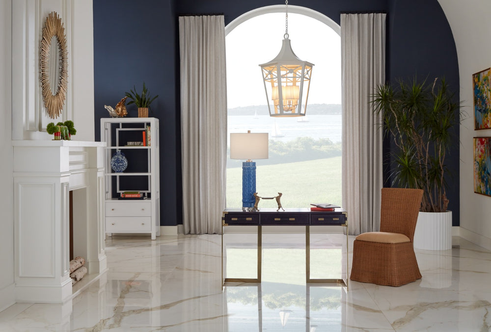 Wildwood Church Court Lantern Grand 36" White Lattice Six-Light Pendant For Tall Foyers, Stairwells, Lobbies 65713