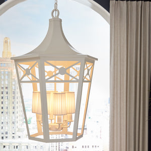 Wildwood Church Court Lantern Grand 36" White Lattice Six-Light Pendant For Tall Foyers, Stairwells, Lobbies 65713