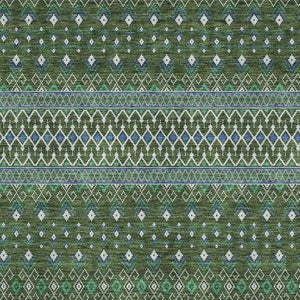 HomeRoots 9' X 12' Olive Green, Blue & Ivory Tribal Area Rug - Durable, Stain-Resistant & UV-Protected Comfort 657130