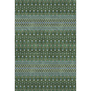 HomeRoots 9' X 12' Olive Green, Blue & Ivory Tribal Area Rug - Durable, Stain-Resistant & UV-Protected Comfort 657130