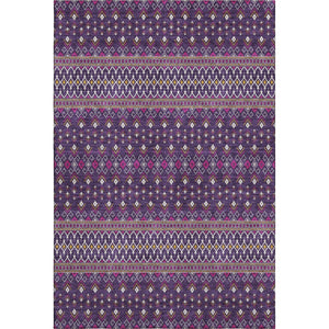 HomeRoots 8' X 10' Vibrant Purple and Yellow Tribal Washable Area Rug with UV Protection for High-Traffic Areas 657135