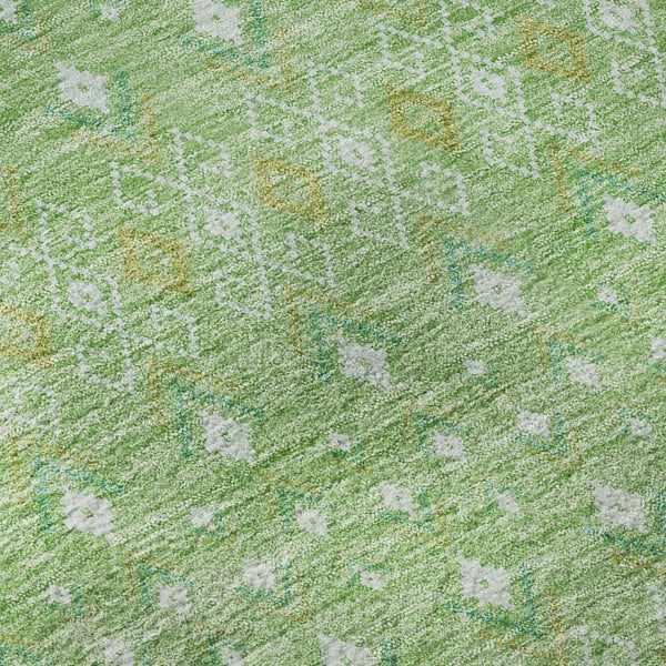 HomeRoots 5' X 8' Artichoke Green Gold Ivory Tribal Washable Area Rug - UV Protected, Durable & Stylish Design 657145