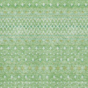 HomeRoots 9' X 12' Artichoke Green Gold Tribal Washable Area Rug with UV Protection for Busy Households 657148
