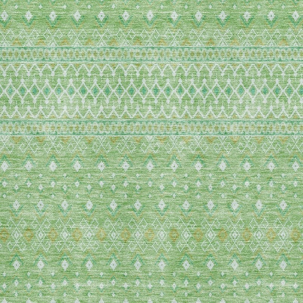 HomeRoots 9' X 12' Artichoke Green Gold Tribal Washable Area Rug with UV Protection for Busy Households 657148