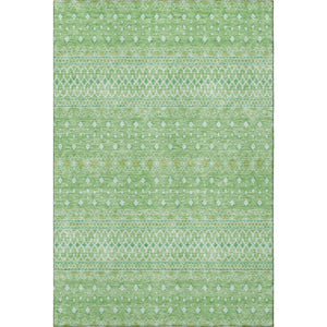 HomeRoots 9' X 12' Artichoke Green Gold Tribal Washable Area Rug with UV Protection for Busy Households 657148
