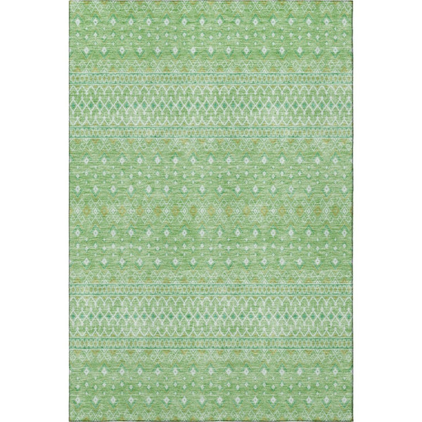 HomeRoots 9' X 12' Artichoke Green Gold Tribal Washable Area Rug with UV Protection for Busy Households 657148