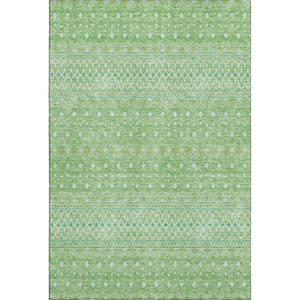 HomeRoots 10' Artichoke Green Gold Ivory Tribal Area Rug - Washable, UV Protected, Durable Design for Homes 657149