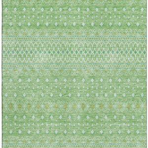 HomeRoots 10' Artichoke Green Gold Ivory Tribal Area Rug - Washable, UV Protected, Durable Design for Homes 657149