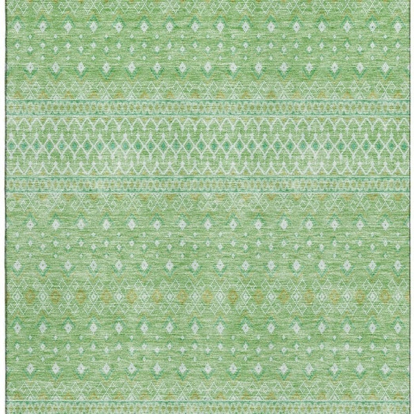 HomeRoots 10' Artichoke Green Gold Ivory Tribal Area Rug - Washable, UV Protected, Durable Design for Homes 657149