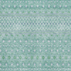HomeRoots 5' X 8' Aqua And Ivory Tribal Area Rug – Washable, Stain Resistant, UV Protected for Daily Use 657151