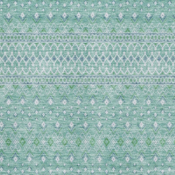 HomeRoots 5' X 8' Aqua And Ivory Tribal Area Rug – Washable, Stain Resistant, UV Protected for Daily Use 657151