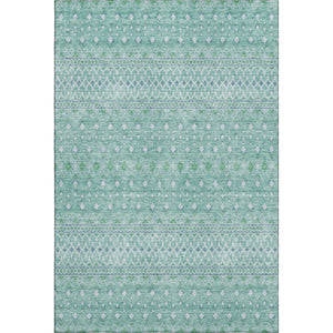 HomeRoots 10' Aqua and Ivory Tribal Area Rug - Washable, UV Protected, Durable for Homes with Kids & Pets 657155