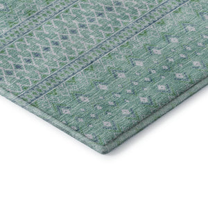 HomeRoots 10' Aqua and Ivory Tribal Area Rug - Washable, UV Protected, Durable for Homes with Kids & Pets 657155