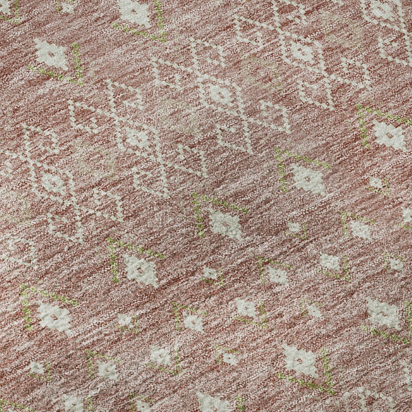 HomeRoots 5' Blush and Ivory Tribal Area Rug - Stylish, Washable, UV-Protected, Perfect for Homes with Kids & Pets 657157