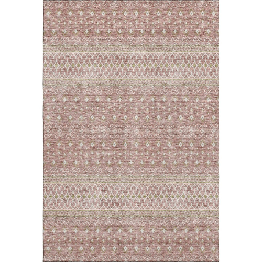 HomeRoots 8' X 10' Blush and Ivory Tribal Area Rug – Washable, UV-Protected, Perfect for High-Traffic Spaces! 657159